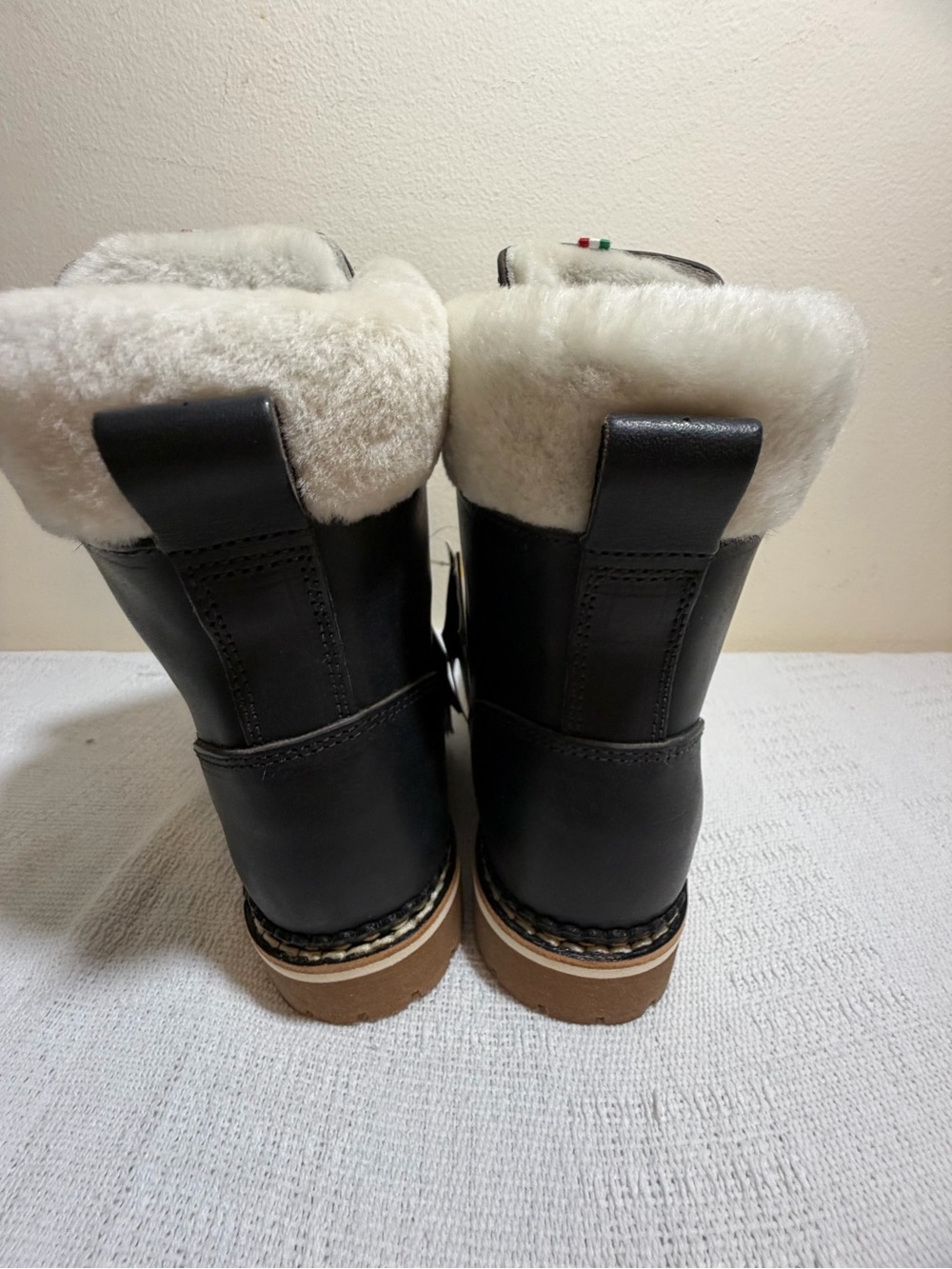 Italian Leather Combat Boots Black NWT - 7.5 / 38 Montelliana 1965 - Picture 5 of 10